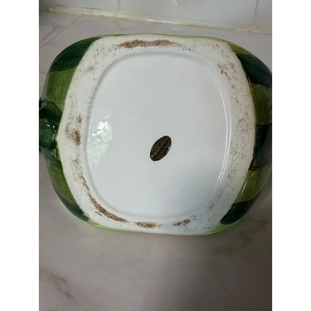 Vintage Watermelon Slice Ceramic Teapot Pink Green Fruit Shaped Tea Pot Lid